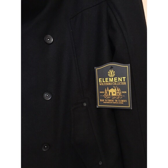 NEW RARE Element Wolfeboro Collection Double Breasted Wool Pea Coat Black Sz L - Picture 4 of 15